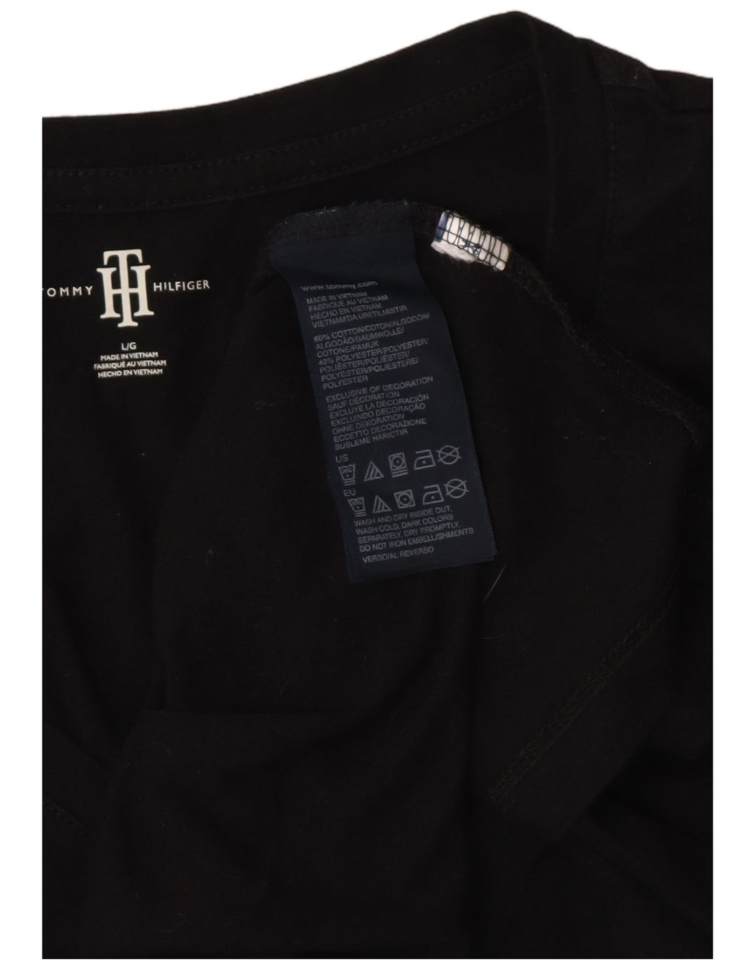 Damska koszulka z grafiką TOMMY HILFIGER Top UK 14, duża, czarna, bawełniana