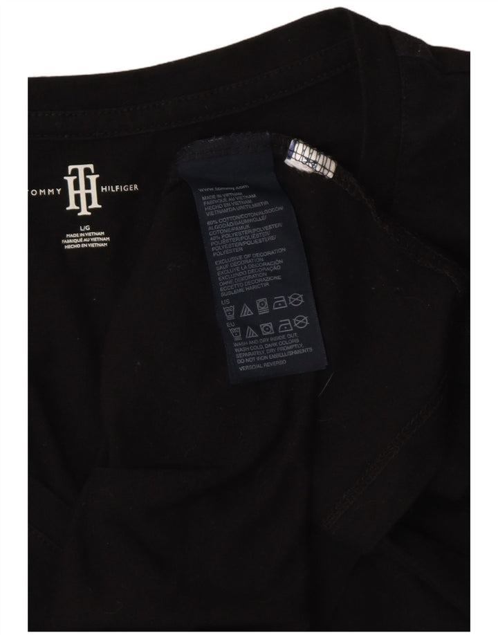 Damska koszulka z grafiką TOMMY HILFIGER Top UK 14, duża, czarna, bawełniana