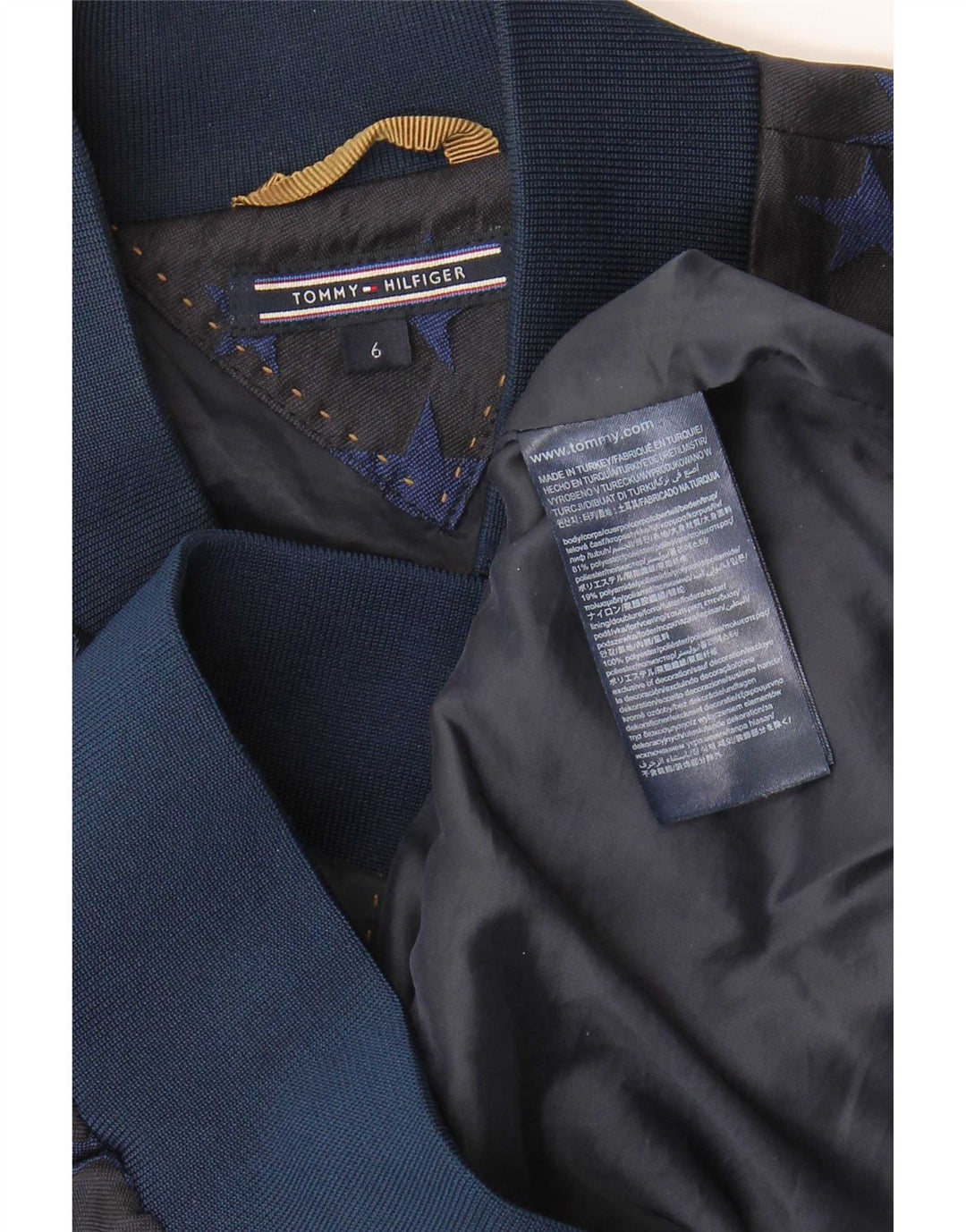 Damska kurtka bomberka Tommy Hilfiger US 6, średnia granatowa, geometryczna