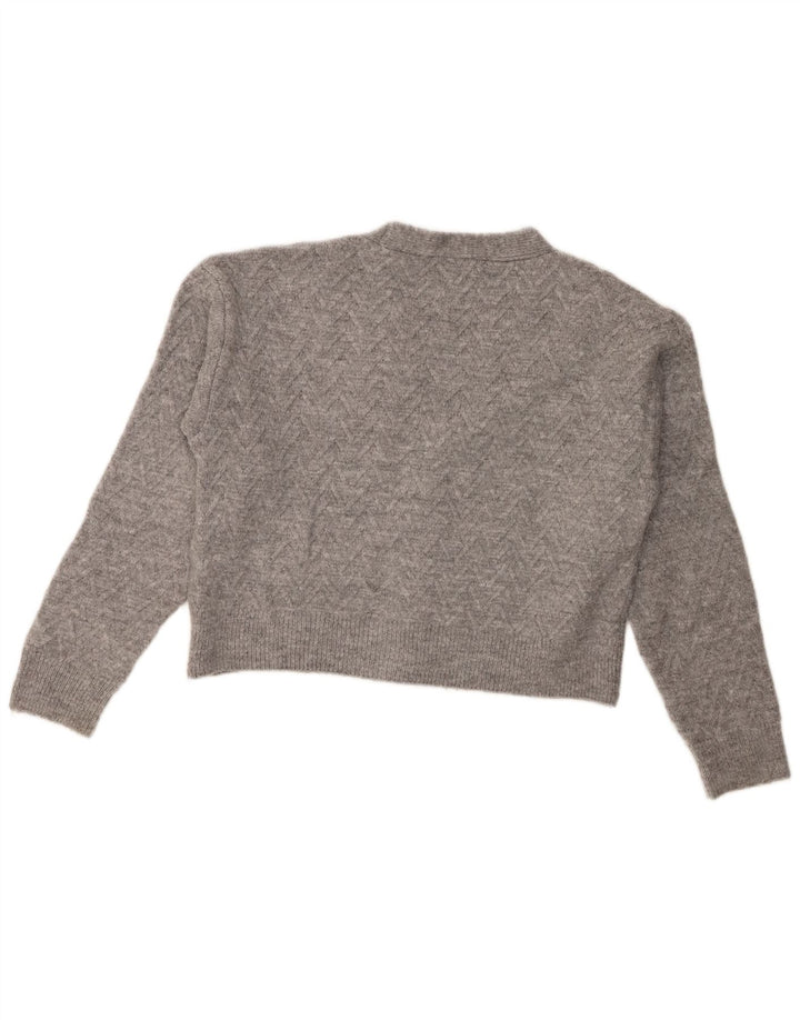 Sweter damski Zara Crop Cardigan UK 14 Średni szary akryl