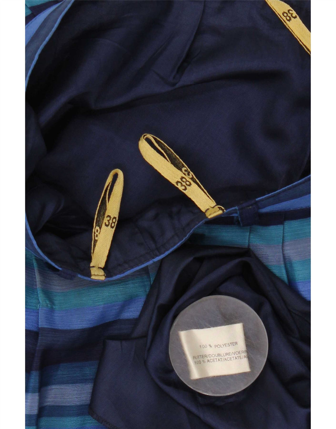 Vintage damska spódnica w kształcie litery A EU 38 Medium W28 Niebieski poliester w paski