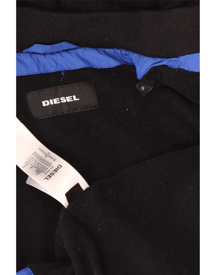Chłopięca, wyściełana kurtka z kapturem i grafiką Diesel, 7-8 lat, niebieski nylon