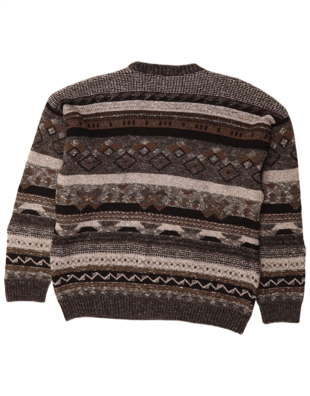 Męski sweter z okrągłym dekoltem w stylu vintage IT 50 Średni szary geometryczny