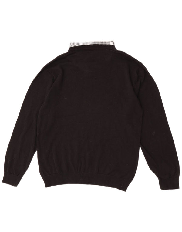 Męski sweter Pierre Cardin z dekoltem w kształcie litery V, XL, bawełniany, w czarną kratkę