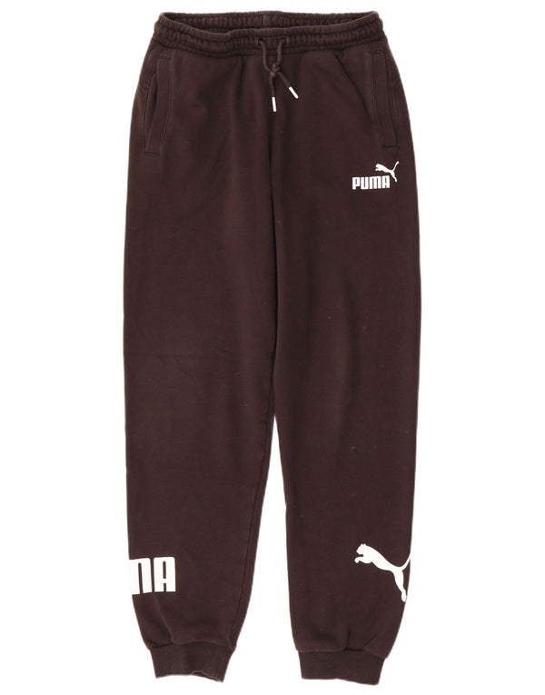 PUMA Boys Graphic Tracksuit Trousers Joggers 13-14 Years Brown Polyester
