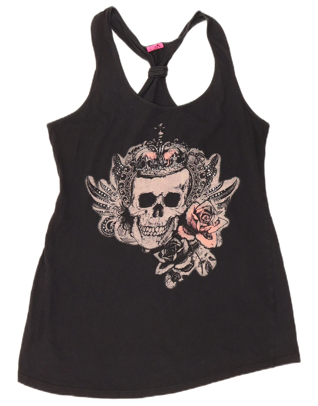 Damska kamizelka z grafiką VINTAGE UK 12, średnia czarna bawełna