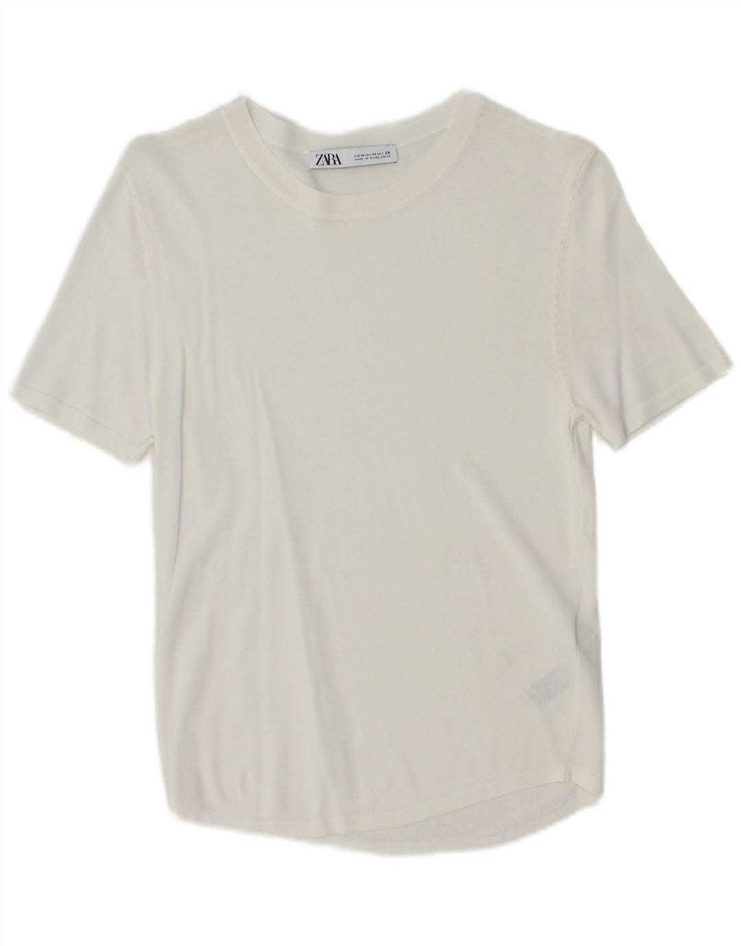 T-shirt damski ZARA Top UK 12 Średnia biała wiskoza
