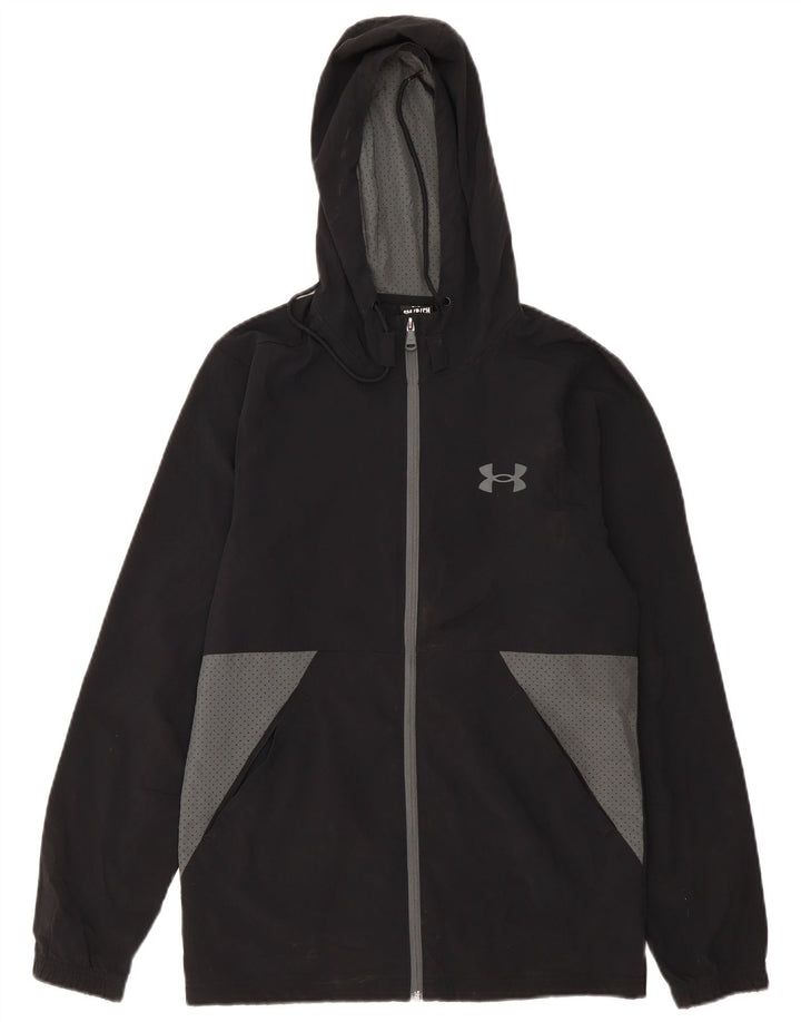 Męska kurtka przeciwdeszczowa z kapturem Under Armour UK 36 w małych czarnych blokach kolorów