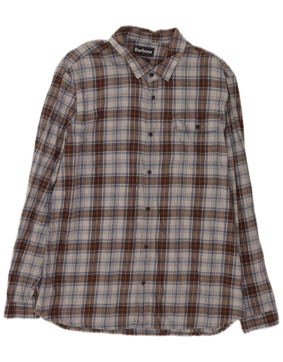 Męska koszula flanelowa Barbour o dopasowanym kroju XL, szara, bawełniana w kratę