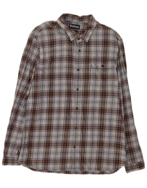 Męska koszula flanelowa Barbour o dopasowanym kroju XL, szara, bawełniana w kratę