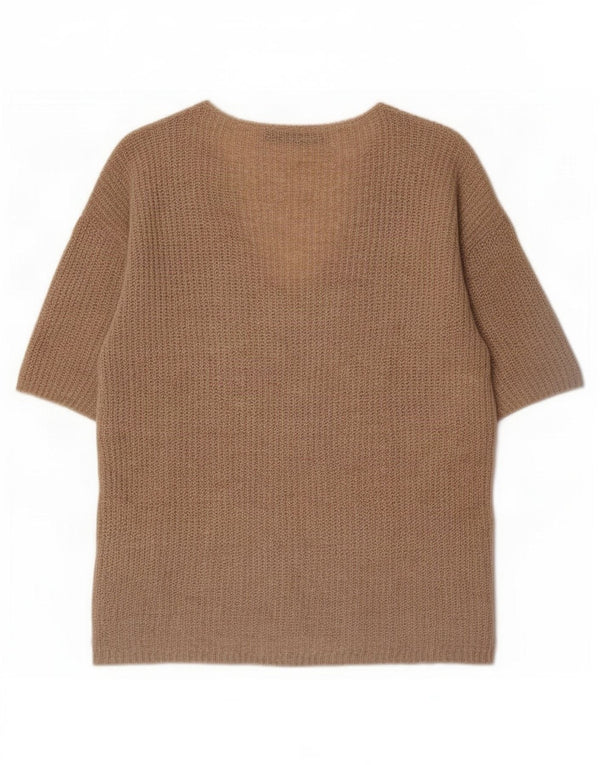 Sweter damski Zara Oversize z dekoltem w kształcie litery V, UK 10, mały, beżowy, nakrapiany