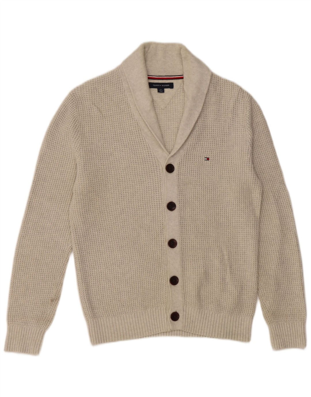 TOMMY HILFIGER Męski sweter rozpinany, mały, szary, bawełniany