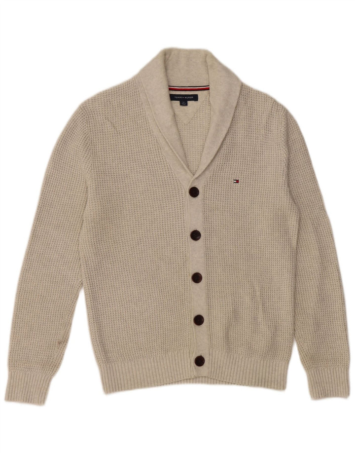TOMMY HILFIGER Męski sweter rozpinany, mały, szary, bawełniany
