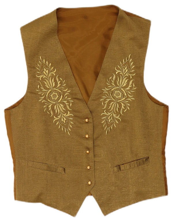 Kamizelka damska VINTAGE UK 14, średni khaki, kwiatowy poliester