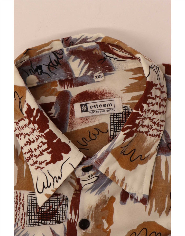 Koszula męska w stylu vintage w abstrakcyjny wzór 2XL, wielobarwny blok kolorów