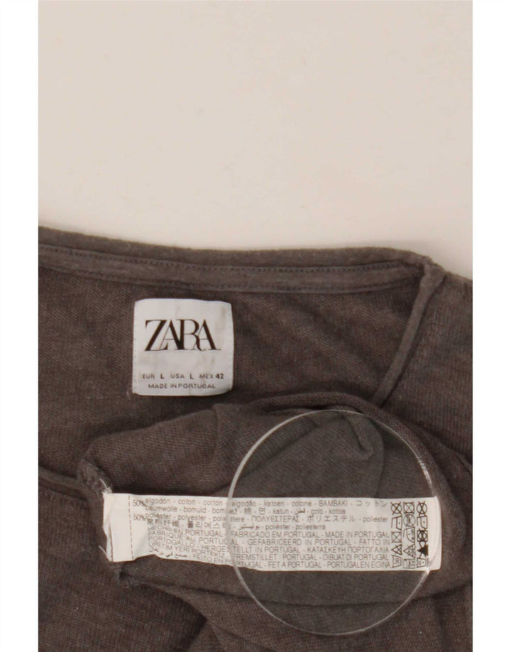 Męski T-shirt Zara, duży, szary, bawełniany