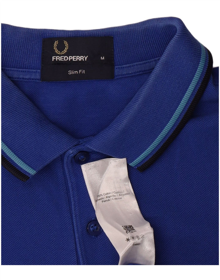 Męska koszulka polo Fred Perry Slim Fit, średnia niebieska, bawełniana