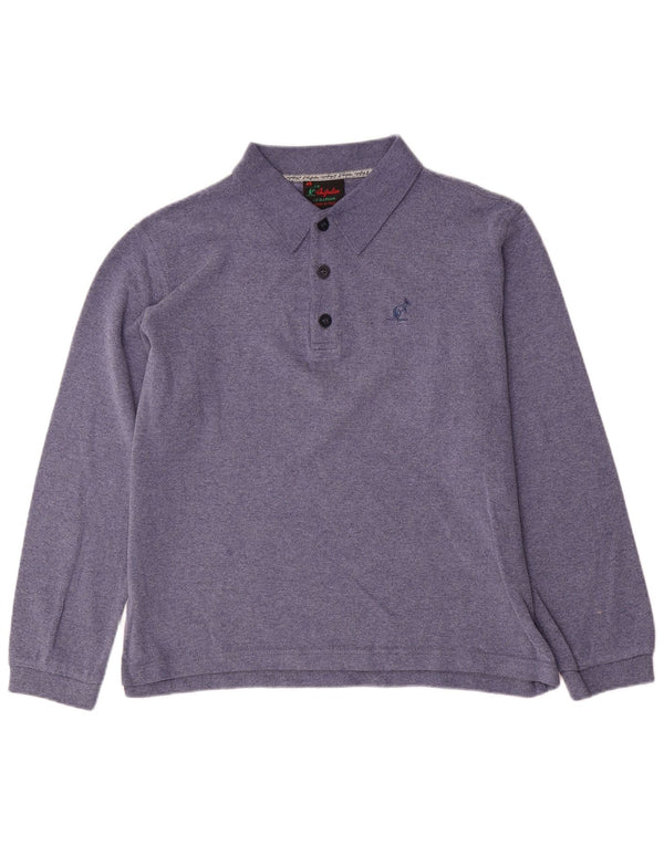 Męska koszulka polo z długim rękawem, AUSTRALIJSKA L'ALPINA IT 48, średnia niebieska bawełna