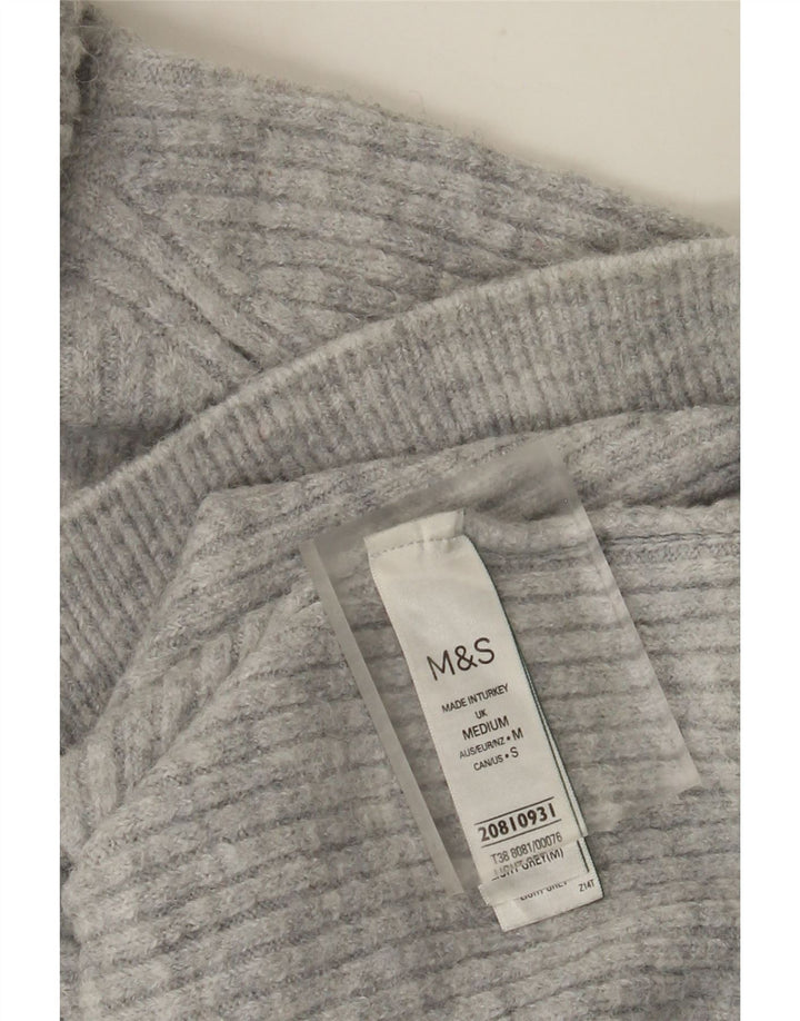 Marks & Spencer Damski sweter z wywijanym dekoltem UK 14 Średni szary akryl