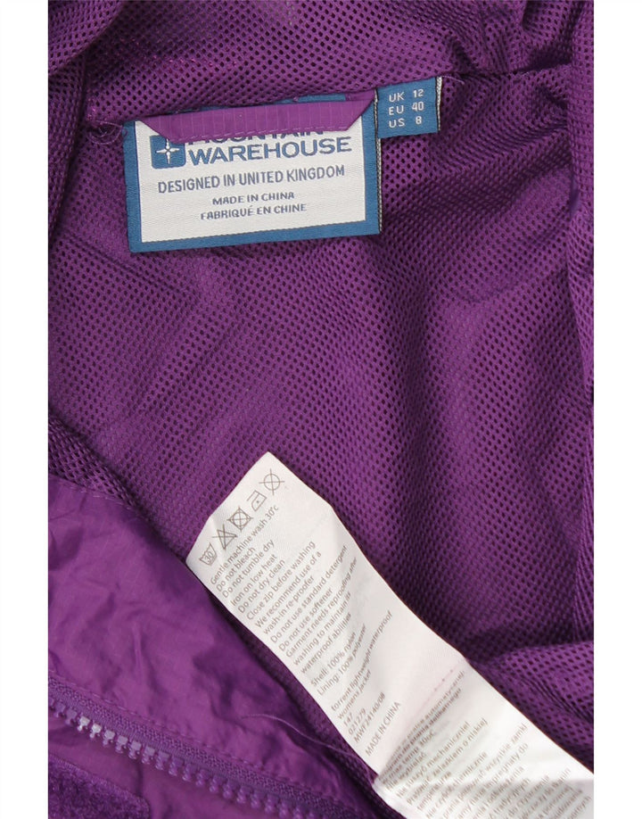 Damska kurtka przeciwdeszczowa z kapturem Mountain Warehouse UK 12, nylon w kolorze średniofioletowym