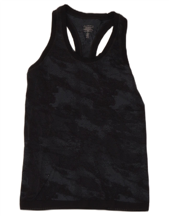 Top damski ATHLETA UK 8, mały, czarny nylon w kamuflażu