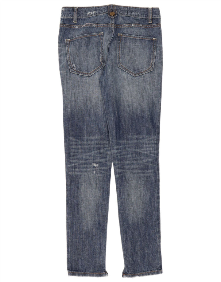 KAREN MILLEN Damskie jeansy typu slim w trudnej sytuacji UK 8 Small W28 L29 Niebieskie