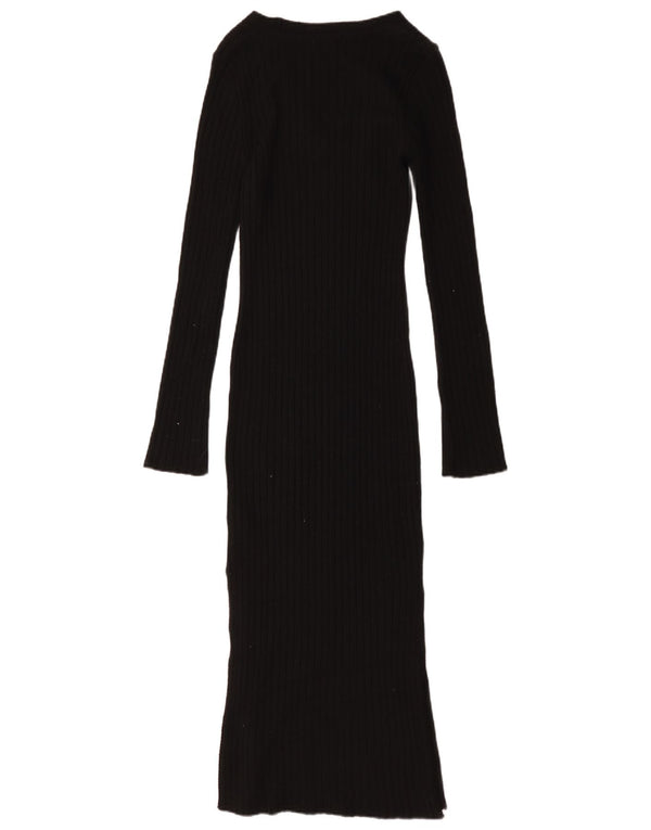 Topshop Womens Maxi Bodycon Dress UK 8 Small Black Acrylic