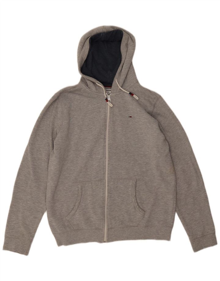 Męski sweter z kapturem i zamkiem Tommy Hilfiger, duży, szary, nakrapiany