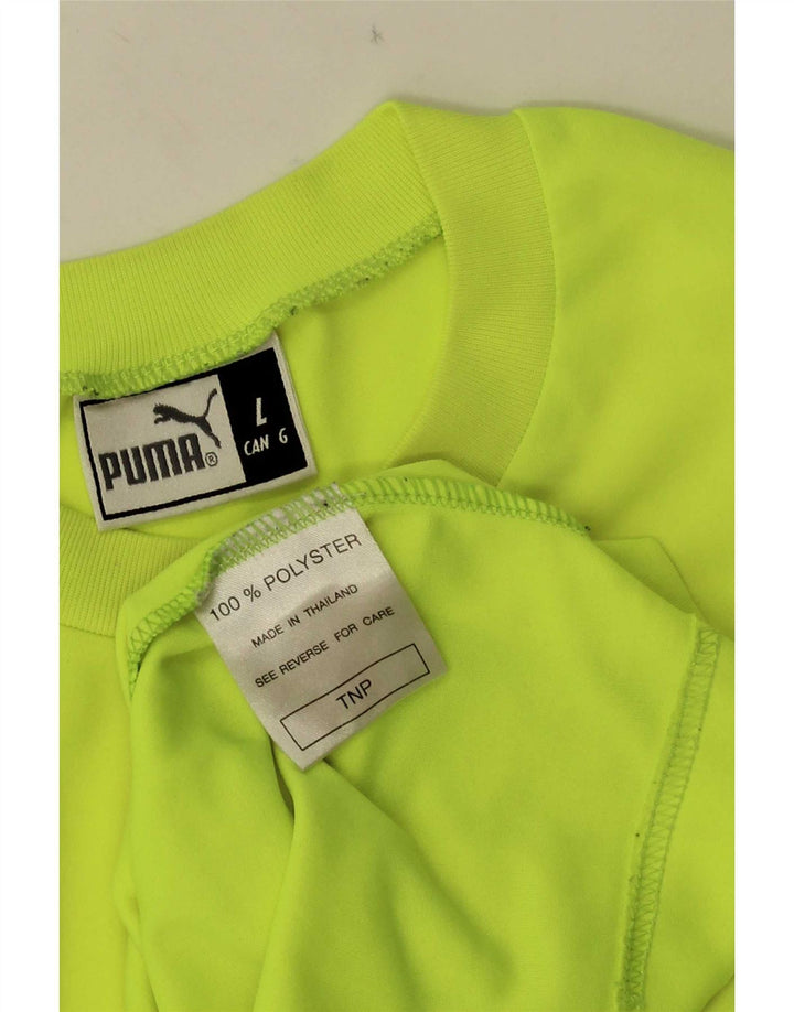 Męski T-shirt Puma z grafiką, duży, żółty poliester z blokami kolorów