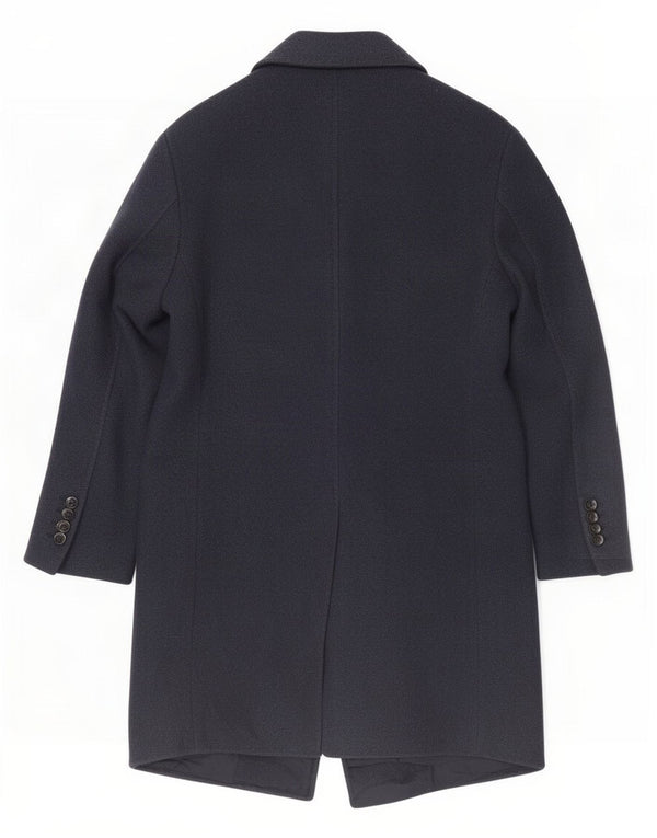Massimo Dutti Mens Overcoat UK 38 Medium Navy Blue Acrylic