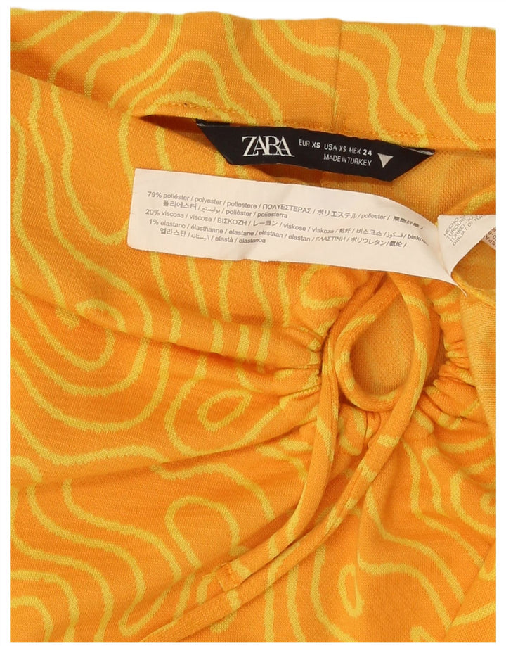 Damska spódnica midi Zara XS W26 Żółty geometryczny poliester