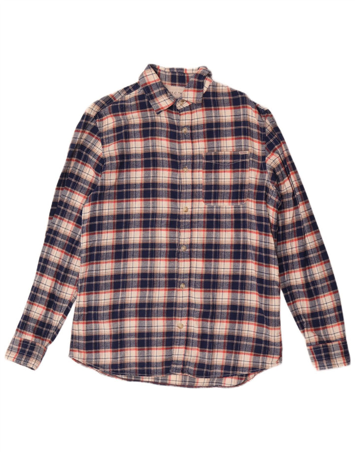 Koszula flanelowa męska Jack & Jones, bawełniana, w średnią granatową kratkę