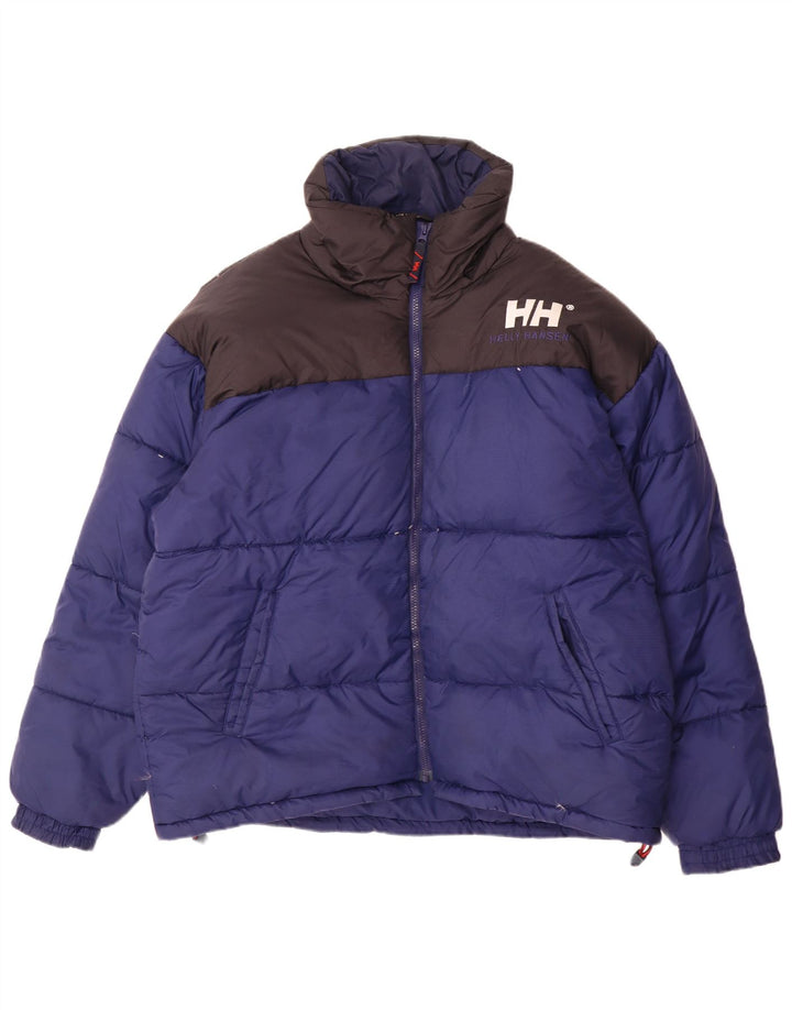 Męska wyściełana kurtka Helly Hansen Graphic UK 40, duży, niebieski nylon w bloki kolorów