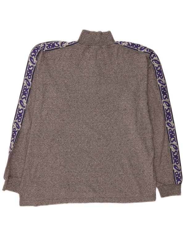 Męski top z grafiką i zamkiem błyskawicznym ASICS, z długim rękawem, 2XL, szary