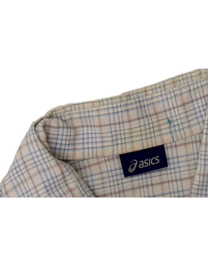 Męska koszula z krótkim rękawem ASICS 2XL, bawełniana niebieska kratka