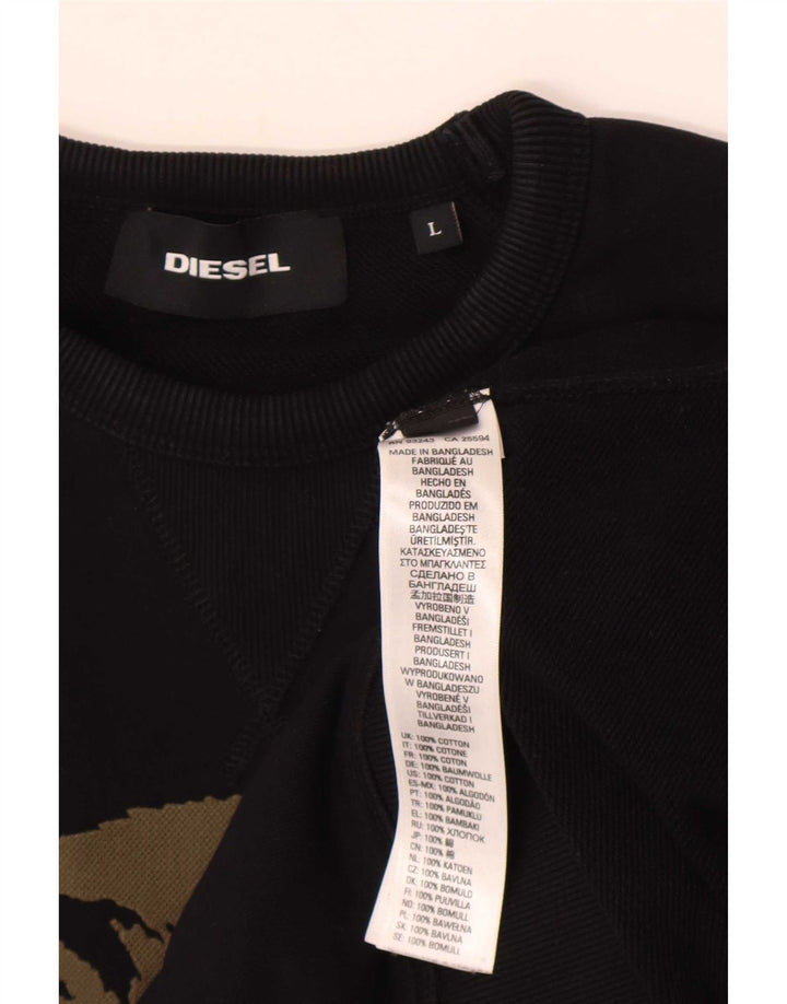 Męska bluza z grafiką Diesel, duża, czarna, bawełniana