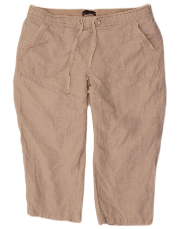 Spodnie Capri Marks & Spencer Damskie UK 18 XL W38 L22 Beżowe Lniane