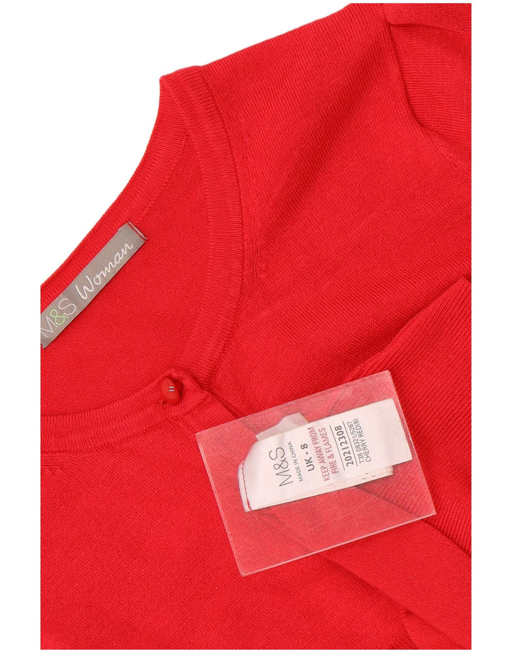 Marks & Spencer Damski sweter kardigan UK 8 Small Red Wiskoza