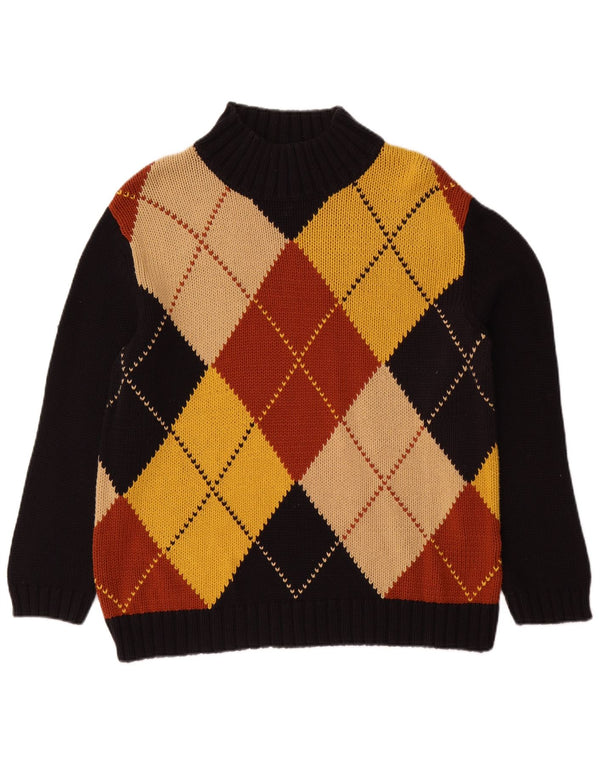 Alba Moda Damski sweter z golfem UK 20 2XL Czarny Argyle/Diament
