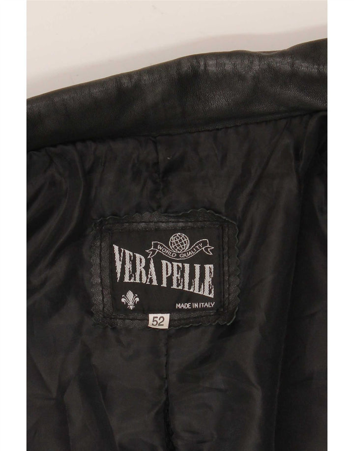 Vintage męska skórzana marynarka zapinana na 3 guziki IT 52 XL czarna skóra