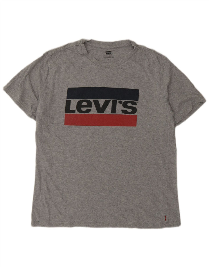Męska koszulka z grafiką Levi's, średnia szara bawełna