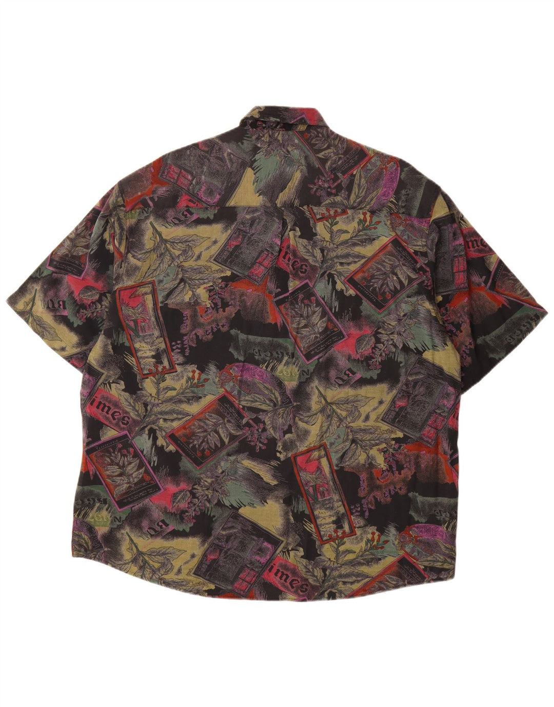 Koszula męska z krótkim rękawem VINTAGE XL wielokolorowa wiskoza w kwiaty