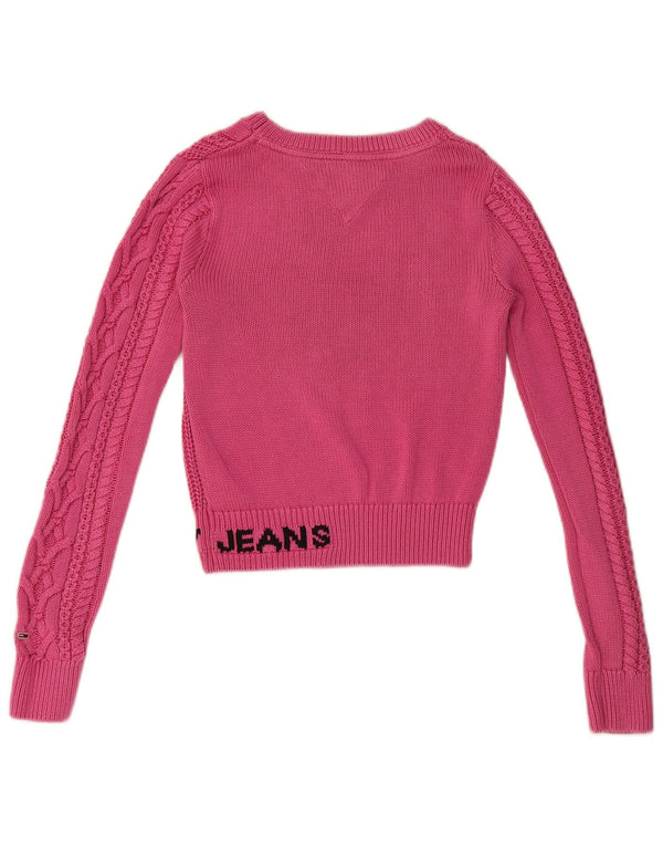 Damski sweter Tommy Hilfiger z dekoltem w łódkę, UK 10, mały, różowy