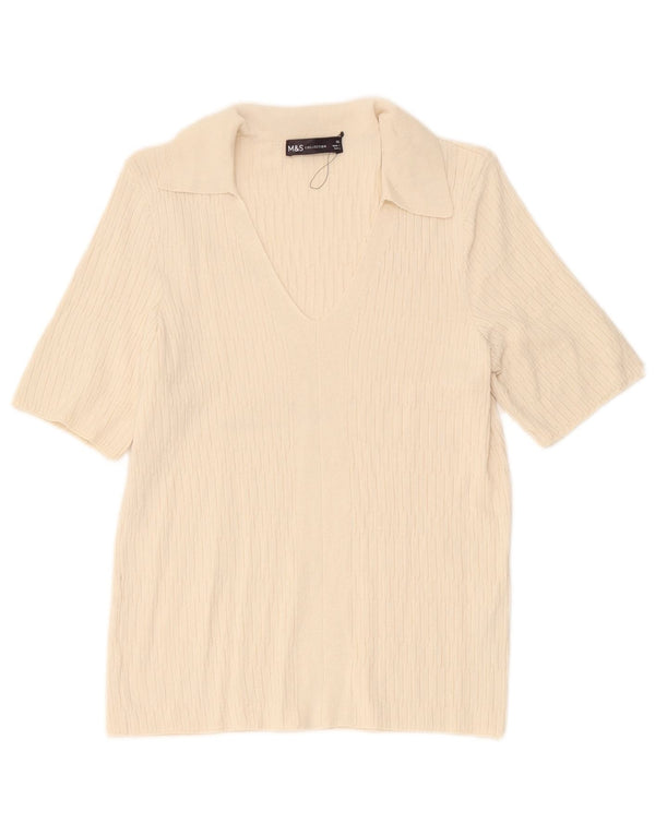 Damska koszulka polo Marks & Spencer UK 6 XS w kolorze złamanej bieli, wiskoza