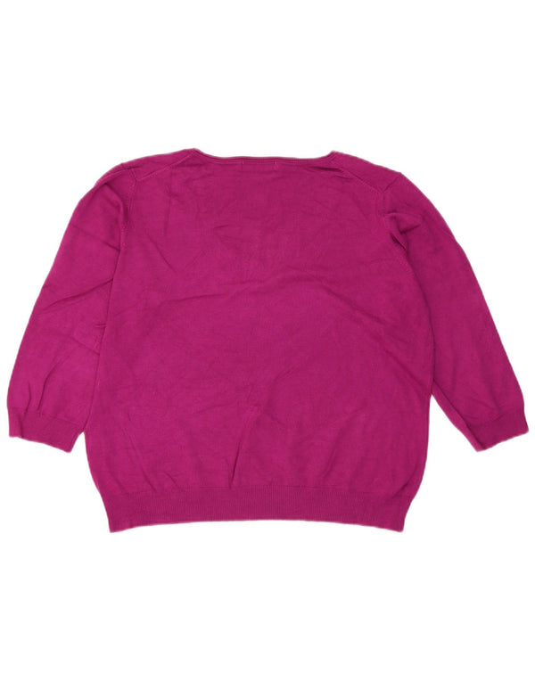 Marks & Spencer Damski sweter z dekoltem w kształcie litery V, UK 20 2XL, różowy