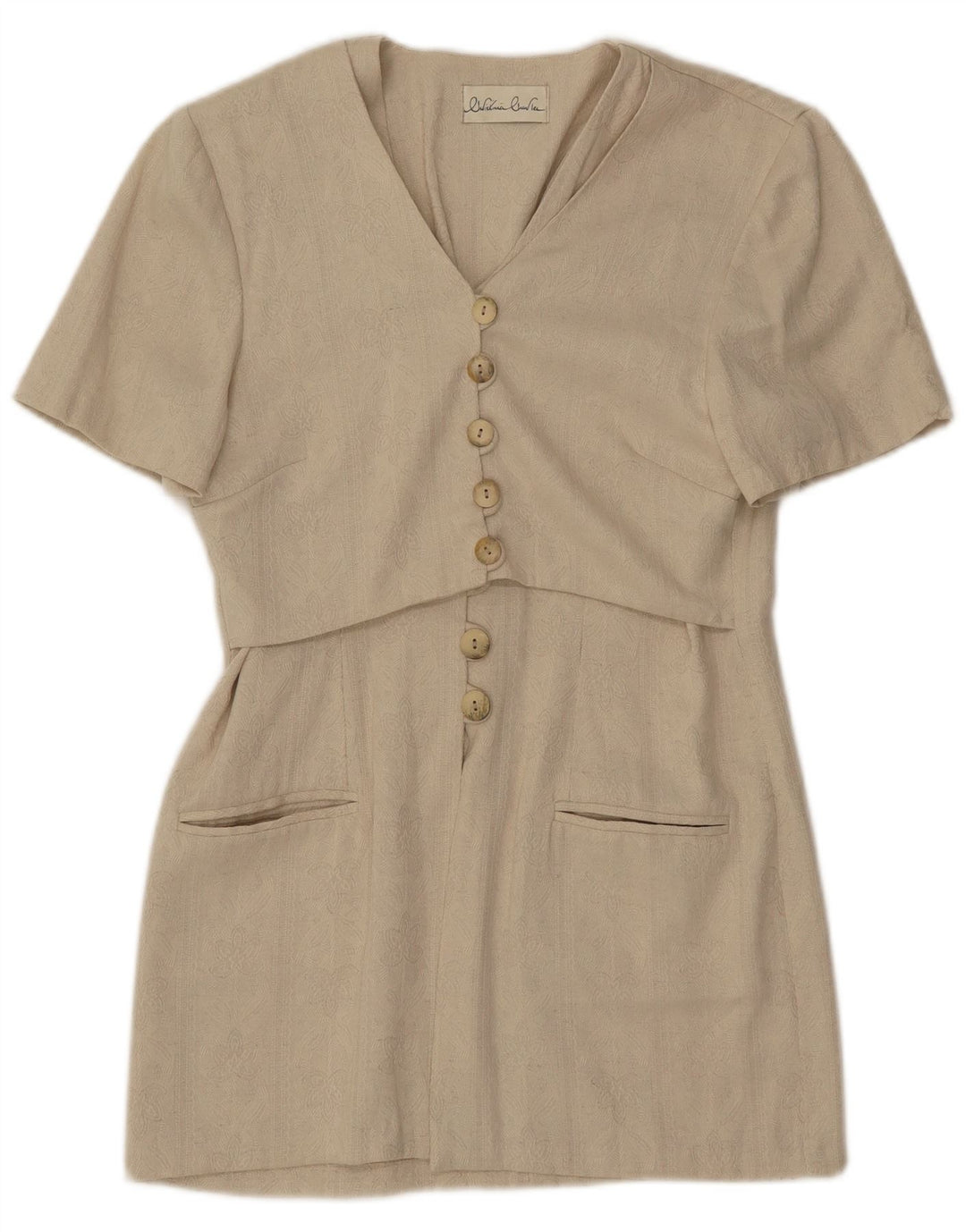 Vintage damska marynarka z krótkim rękawem i długim rękawem UK 8 Small Beige Classic