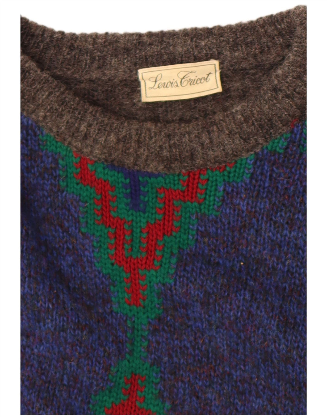 Vintage męski sweter z okrągłym dekoltem, średnio szary Argyle/diament