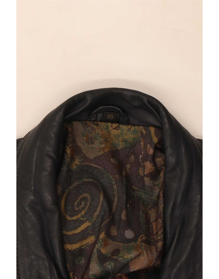 Męska kurtka skórzana vintage o luźnym kroju EU 48 Medium Black