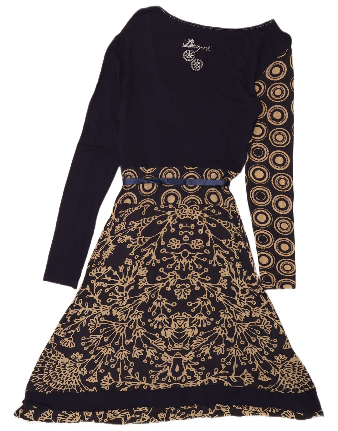 DESIGUAL Damska graficzna sukienka o linii A UK 12 Średni granatowy w kwiaty