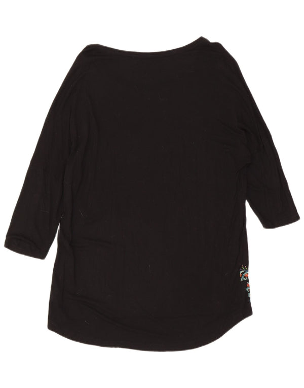 Damska sukienka-tunika z rękawem 3/4 Desigual UK 16, duża, czarna wiskoza Paisley